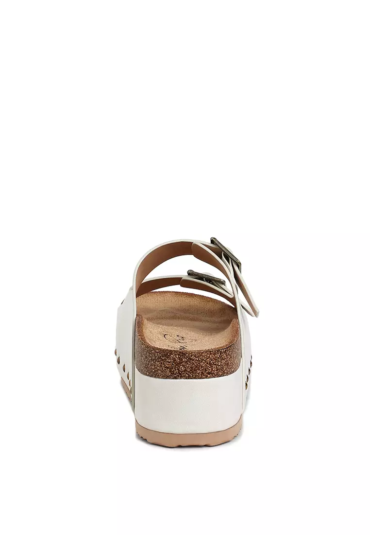 Studded Faux Leather Slip-On In Off-White