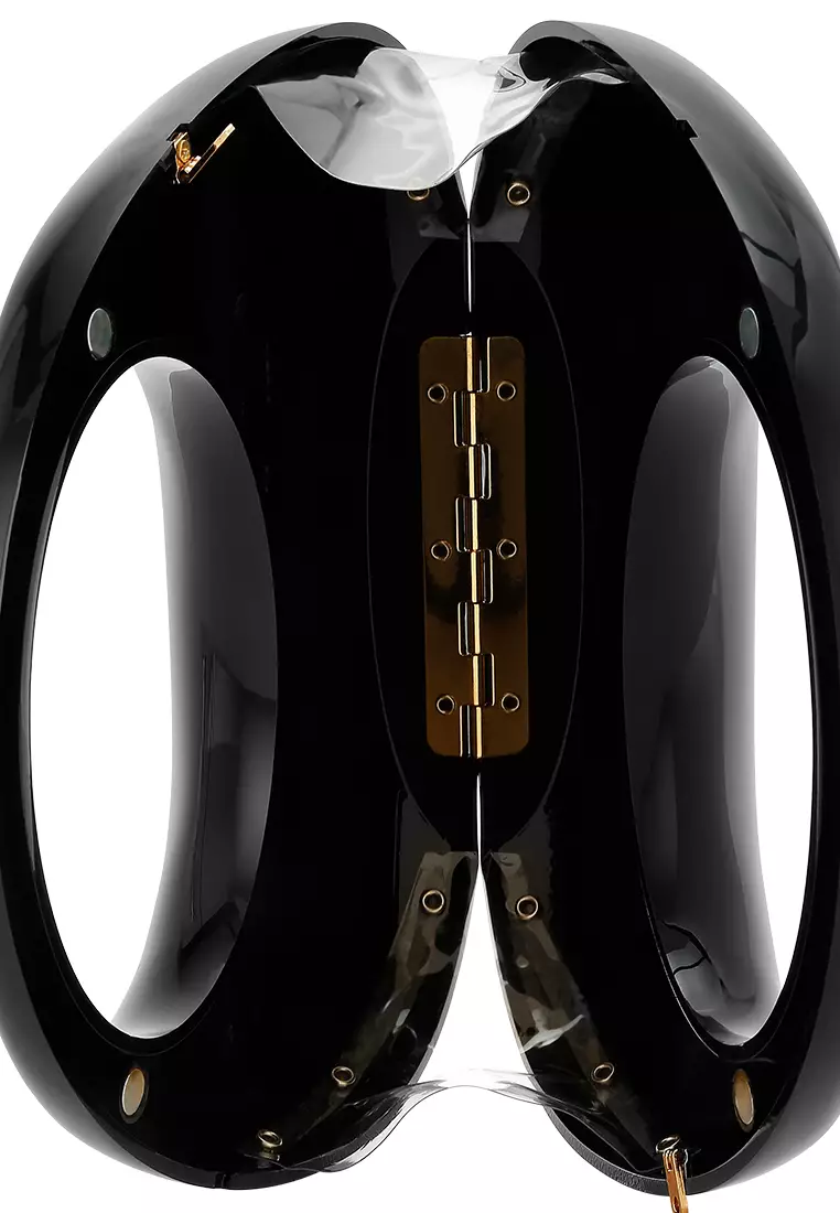 Tas Genggam Mini Metalik Akrilik Warna Hitam