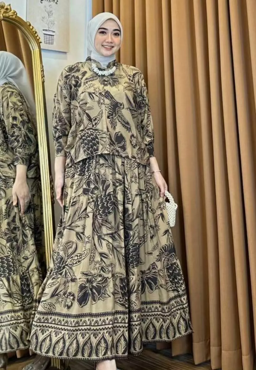 Viola Brown Setelan Rok Premium Modern NAN