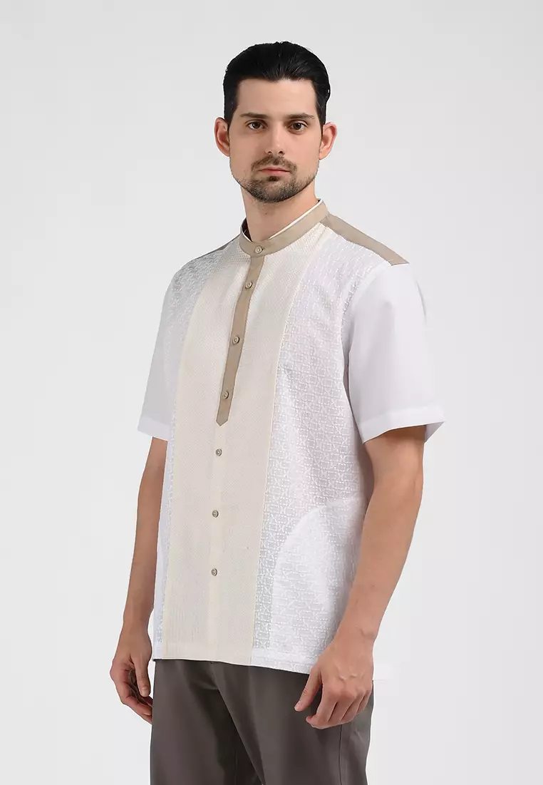 MOC Kemeja Koko Lengan Pendek Pria BARATHEON-WHITE