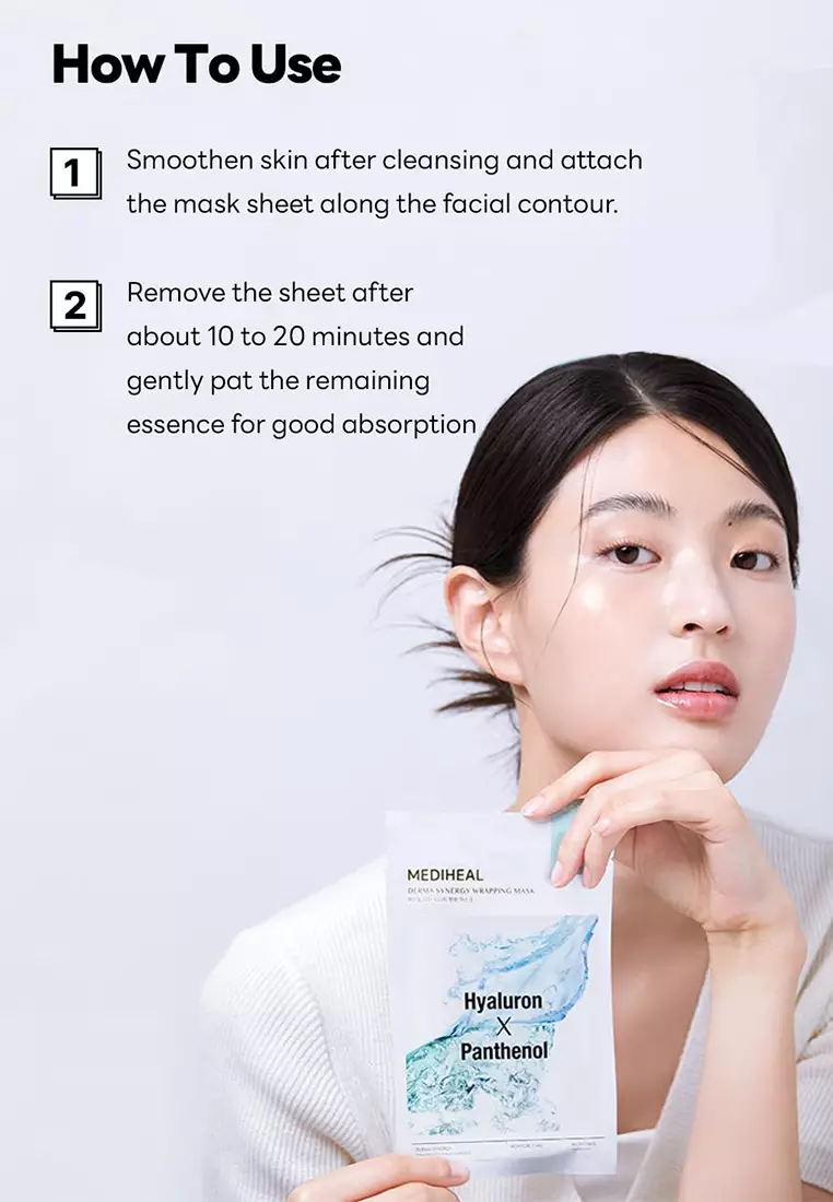 Derma Synergy Wrapping Mask Box for Moisturizing Barrier (4 x25ml) - Improved Skin Moisturization With Hyaluron X Panthenol
