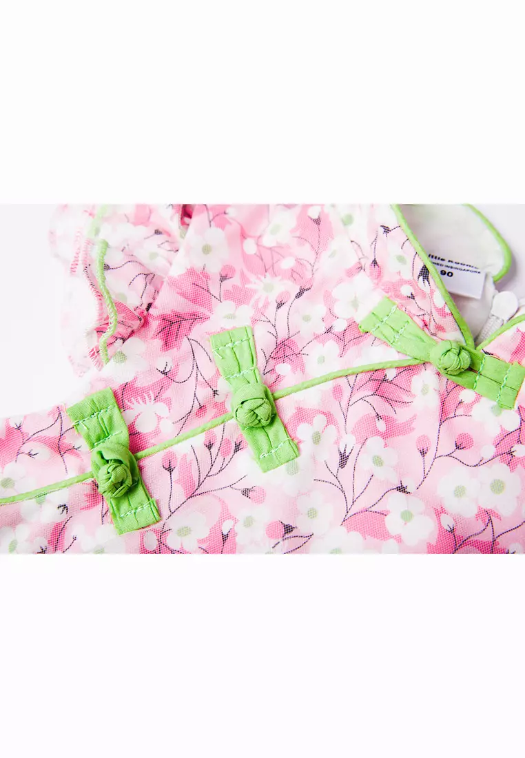 女童粉色紗裙白花褶邊袖漢服唐裝紗裙公主裙新年拜年衣服