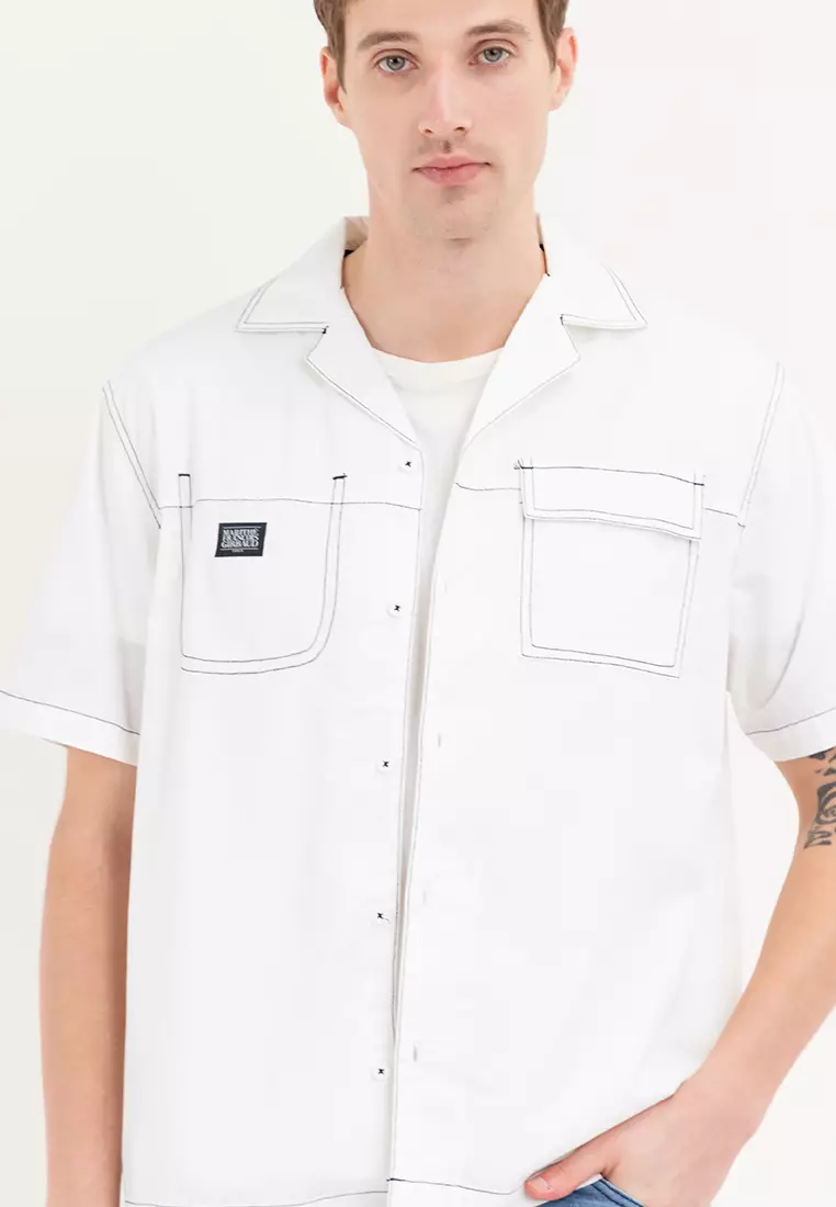 Men's Girbaud White Woven Polo
