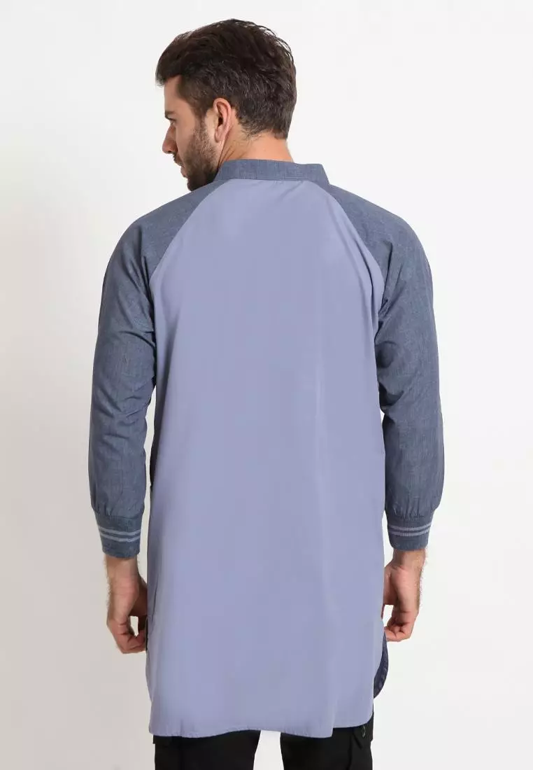 Zayidan Baju Koko Gamis Muslim Pria - Bariq Ribs Ungu