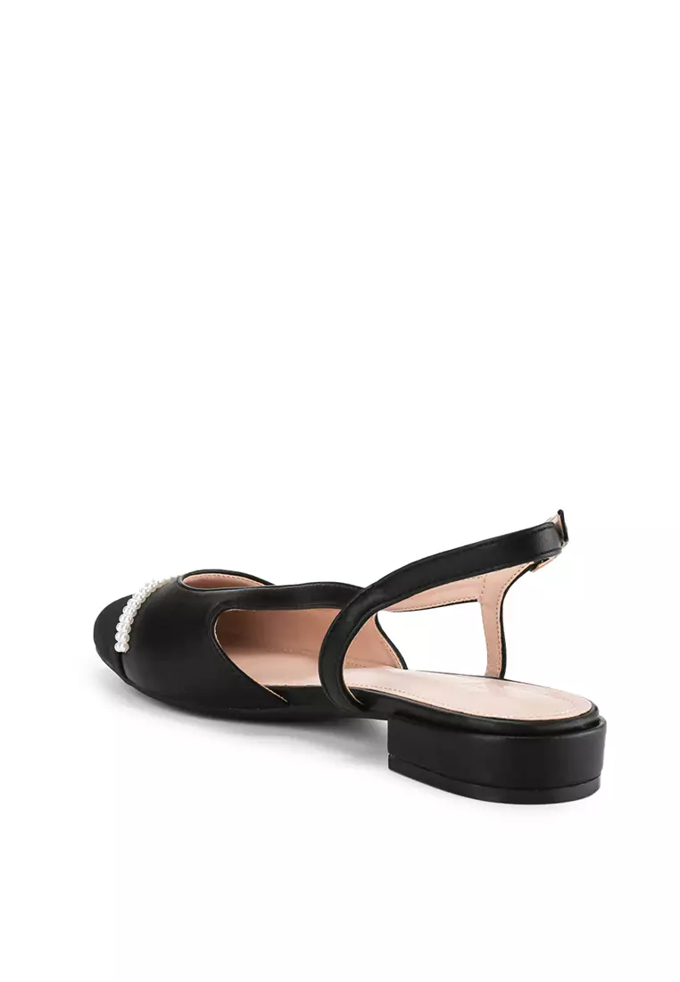 AMBER J2384-1 SLINGBACK SHOES BLACK