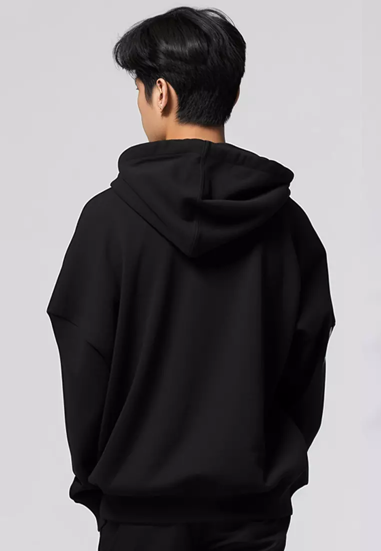 MOA17 Hoodies Premium ScubaLux Anti Kusut Waterproof "Katakana" Hitam