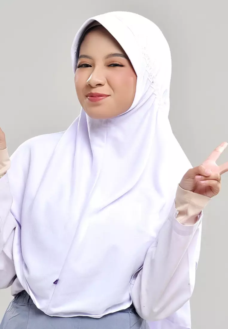 Kerudung Sekolah Instan Hemy Putih L