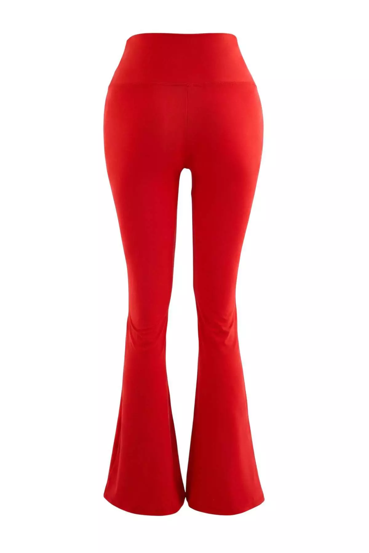 Red Brushed Soft Fabric Flare/Spanish Leg Knitted Sports Leggings Thmss26Ty00016