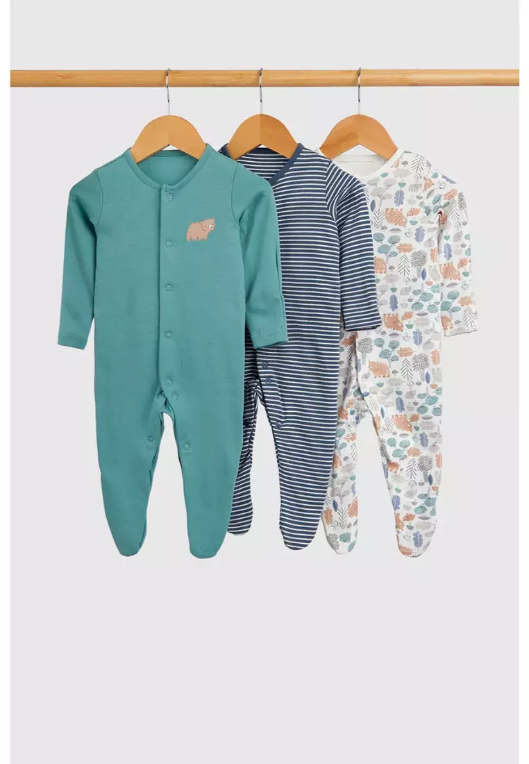 Bear Baby Sleepsuits - 3 Pack