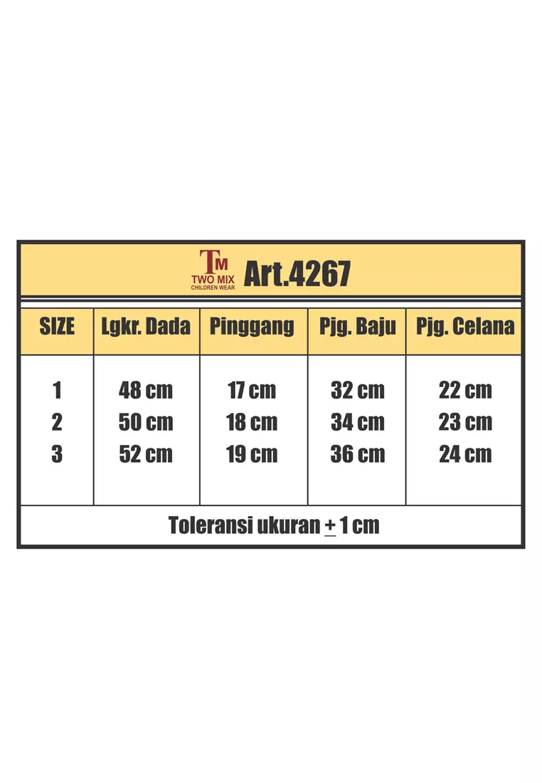 Two Mix - Setelan Anak Perempuan Bahan Kaos Katun Combed Usia 1-3 Tahun 4267