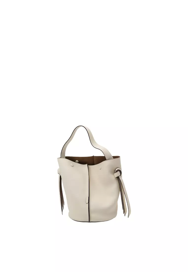 Adorne Lara Knot Bucket Bag in White main image 0