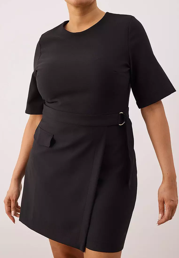 Plus Size Belted Mini Skort Dress