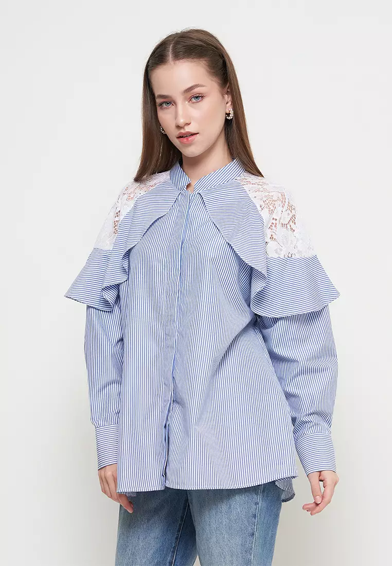 KLA - Kemeja Casual Wanita Louie Blue