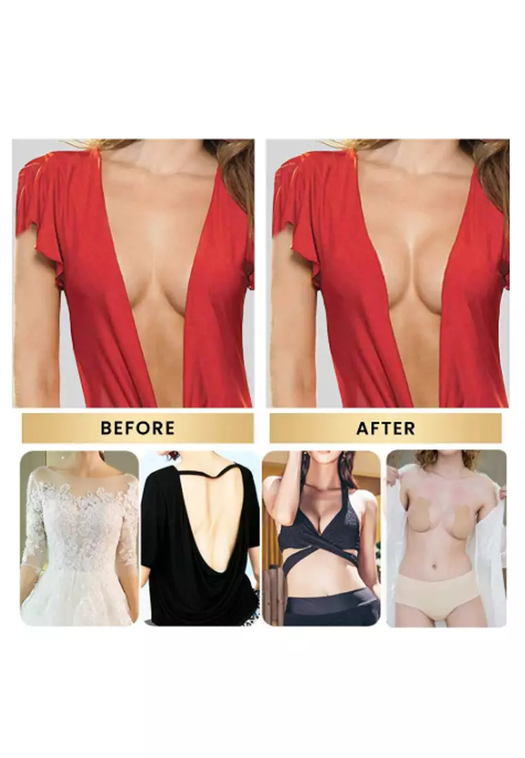 2 Pack Dahlia Breast Lift Up Nubra in Black Seamless Invisible Reusable Adhesive Stick On Bra 隐形聚拢胸