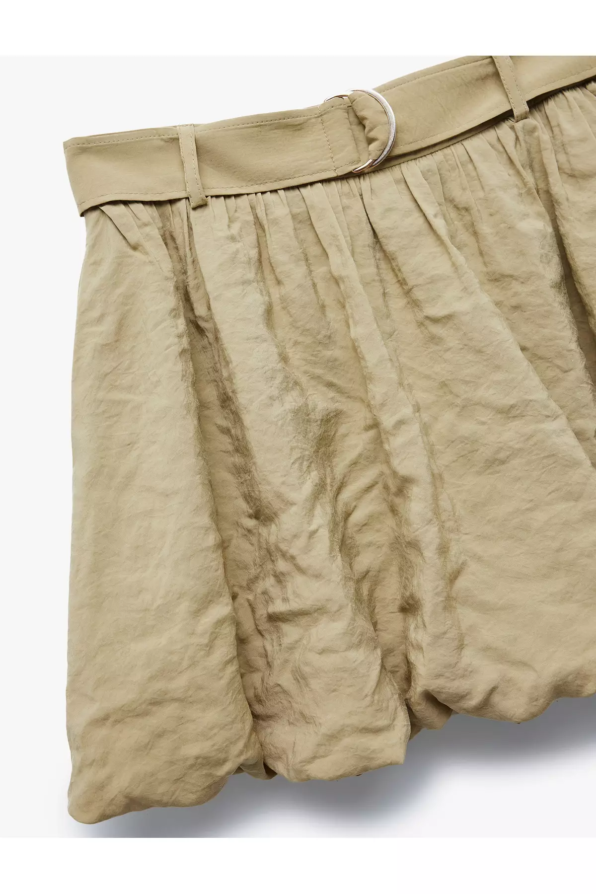 有內襯莫代爾布料迷你燈籠裙連腰帶