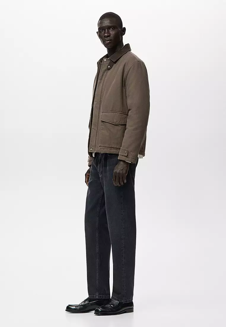 Quilted Jacket with Corduroy Collar