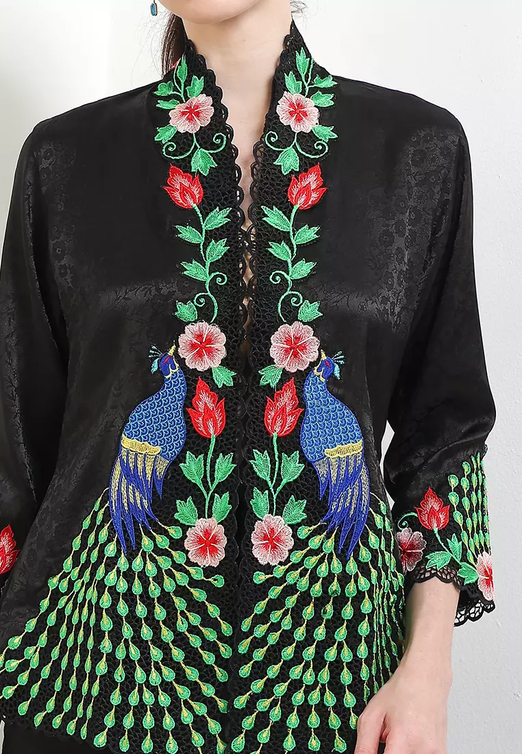 Embroidery Kebaya 7/8-Sleeve>Peacock Colored