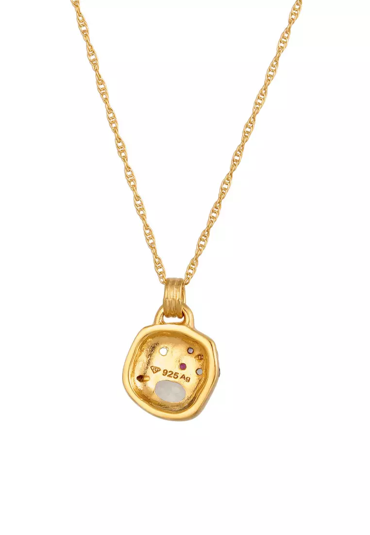 Kalung Perhiasan Perak 925 Wanita Sapphire Tanzanite Moonstone Gold Plated