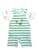 Toffyhouse white and green Toffyhouse green striped dungaree with t-shirt set 755B9KABE021ABGS_1