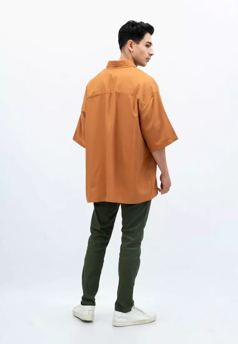 Houseofcuff Kemeja Oversize Jumbo Lengan Pendek Pria Unisex Mustard