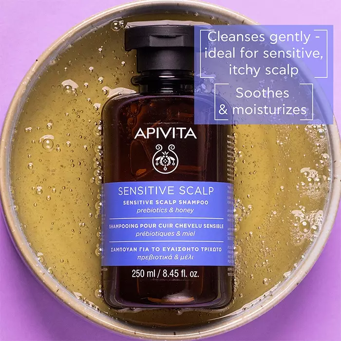 Apivita Sensitive Scalp Shampoo 250 ml | Sampo Natural Non SLS untuk Kulit Kelapa Sensitif Menenangkan Lembut Mengurangi Rasa Gatal