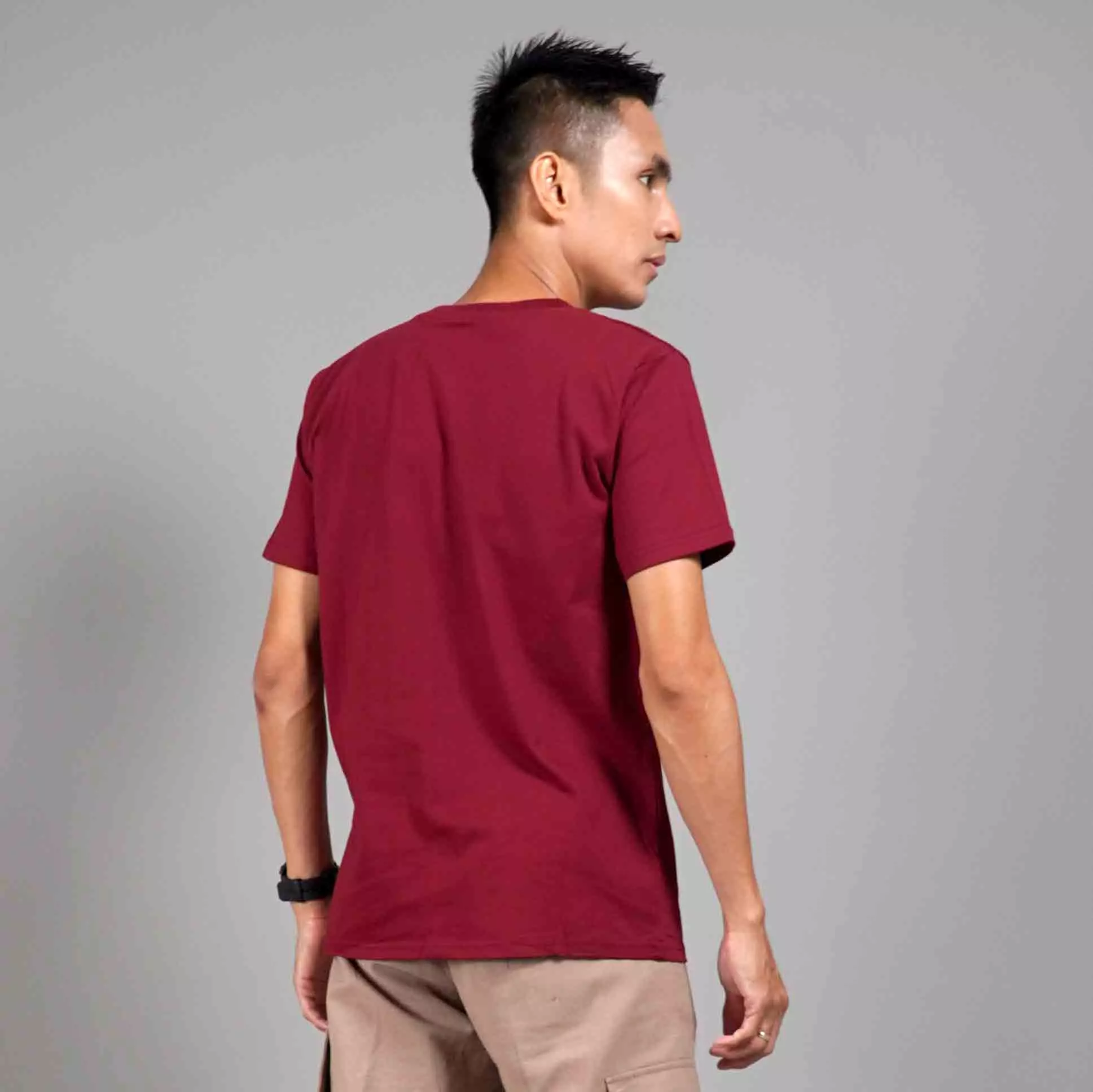 Kaos Polos Pria Lengan Pendek Basic Casual TShirt Cotton - Marun