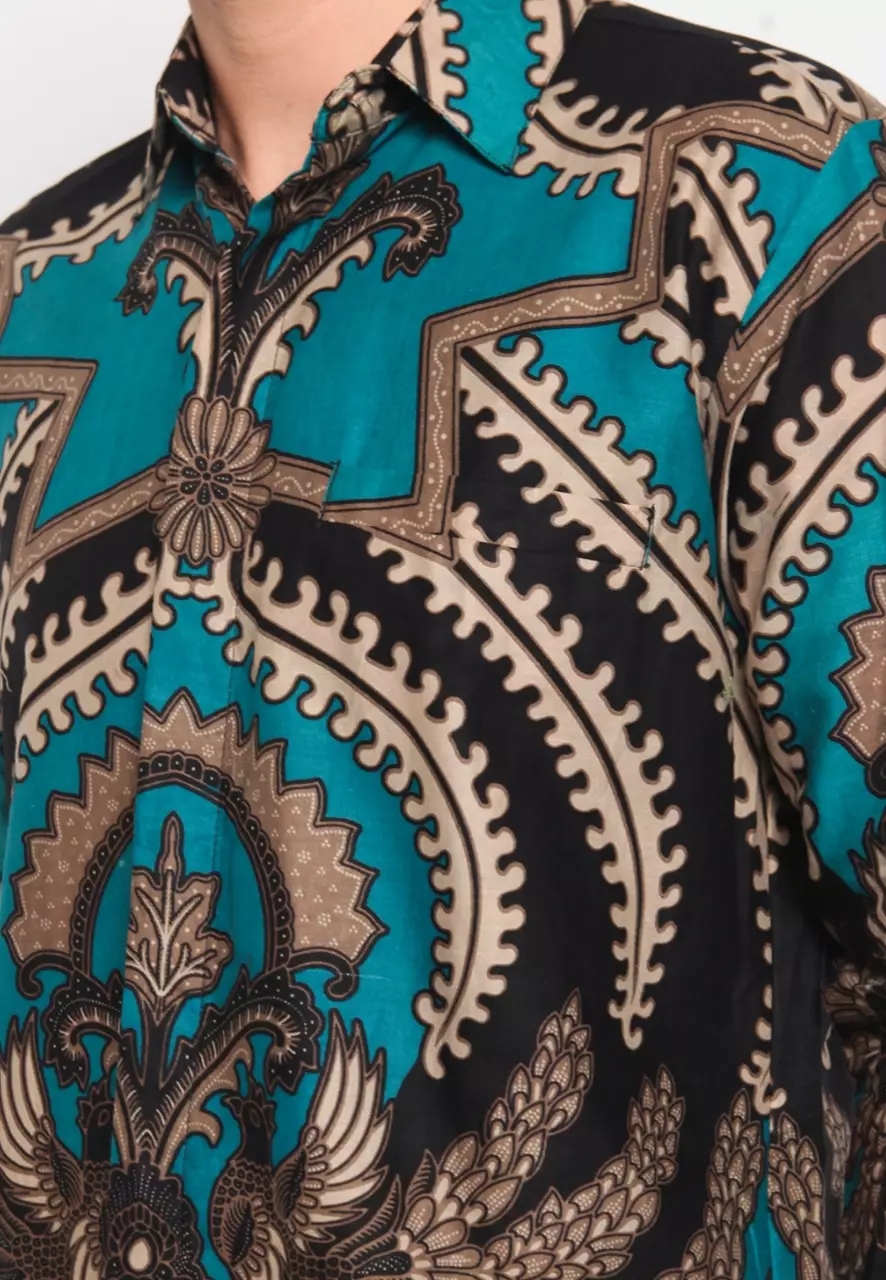 Kemeja Batik Pria Premium Slimfit Elegant Modern Lengan Panjang Masopati Ijo