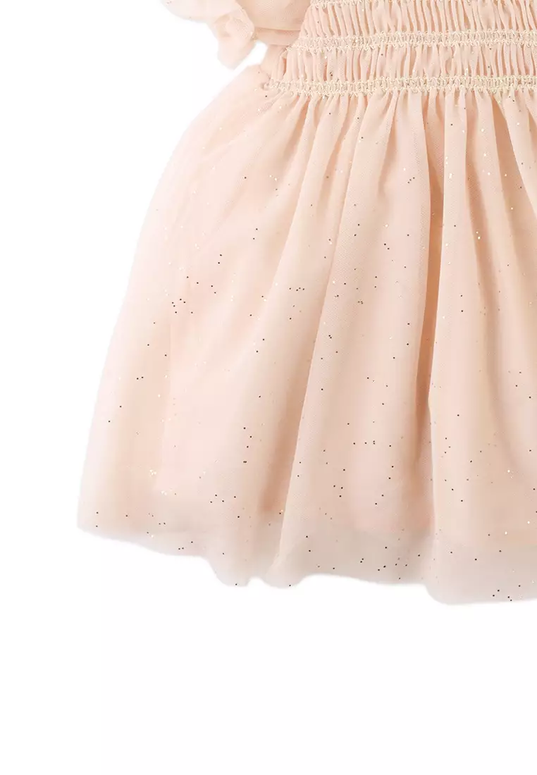 Baby Melissandre Puff Sleeved Dress With Back Ribbon