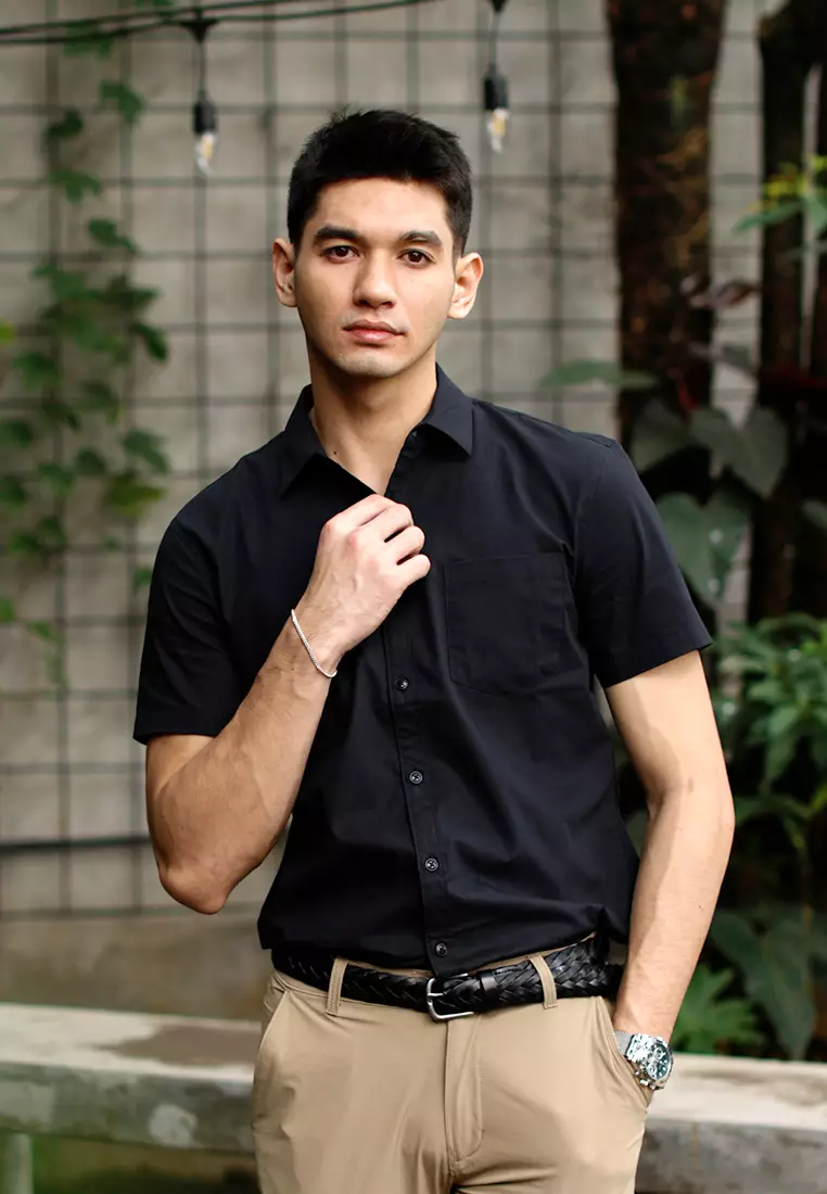 Oxcon Short Sleeve Business Shirt soft cotton Black