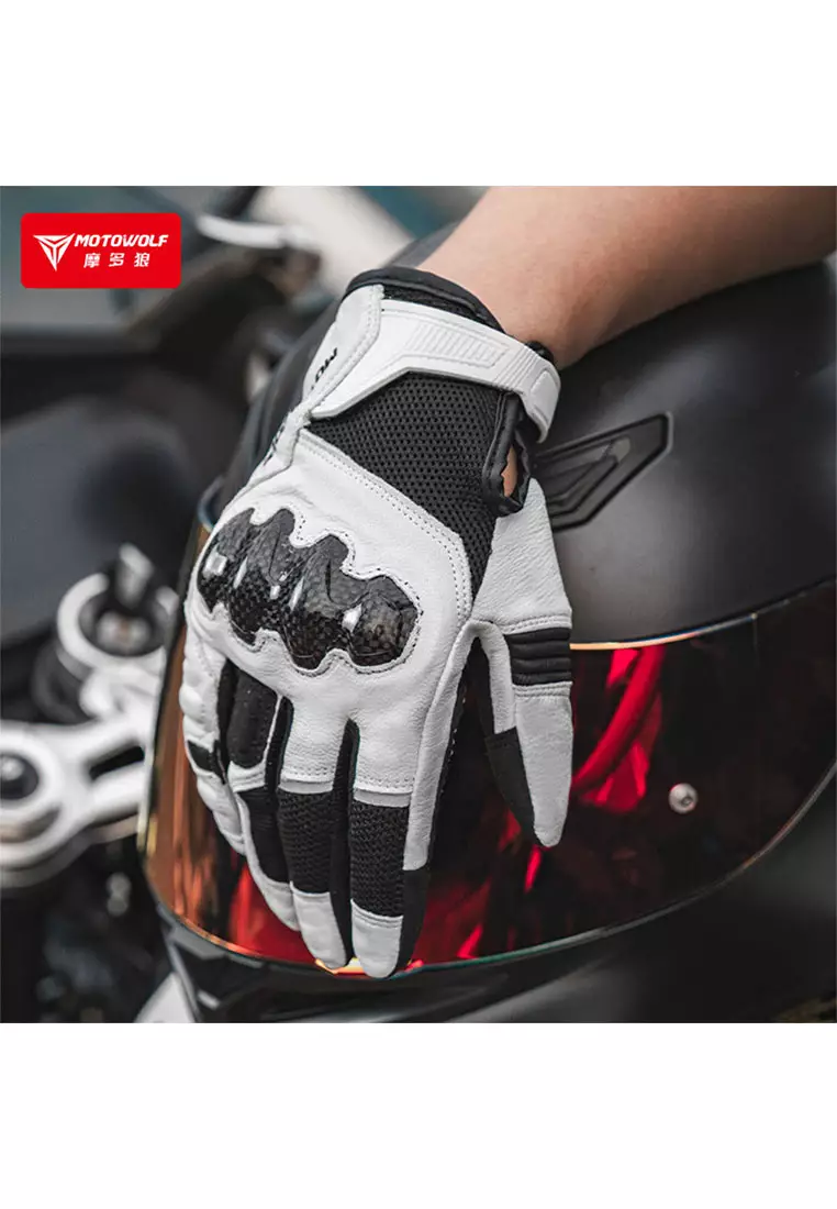 Motowolf MDL0347 Full Gloves- White