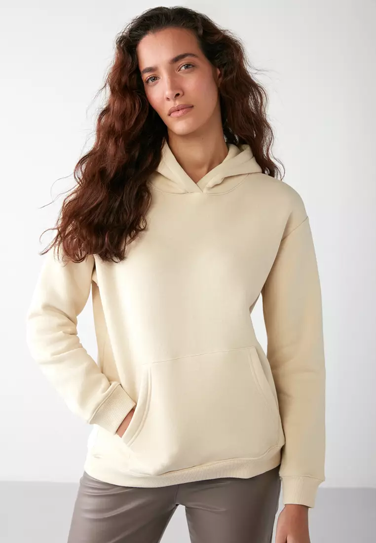 Adel Relaxed Fit Knitted Kangaroo Pocket Hoodie