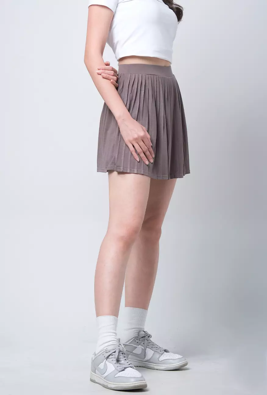Rok Logo Pleats Dark Brown