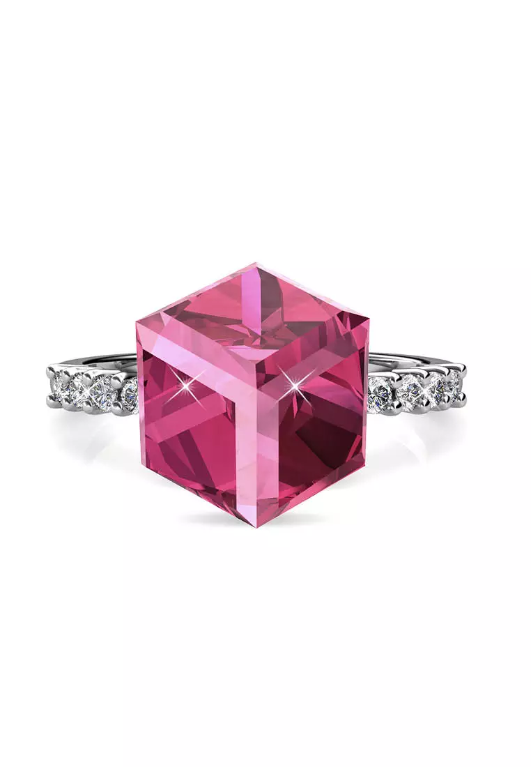 Cube Ring Pink WG - Cincin Crystal by Her Jewellery