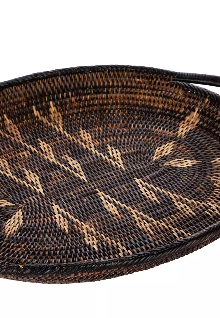 Buy IRAYAMANGYAN ART Oval Tray with Handle 2023 Online ZALORA