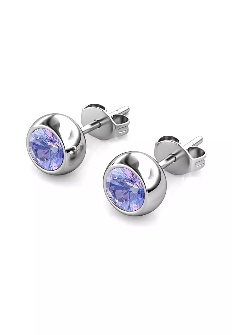 Birth Stone Moon Earring June Alexandrite WG - Anting Crystal Swarovski by Her Jewellery