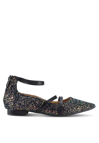 Glitter Textured Pointed Flats