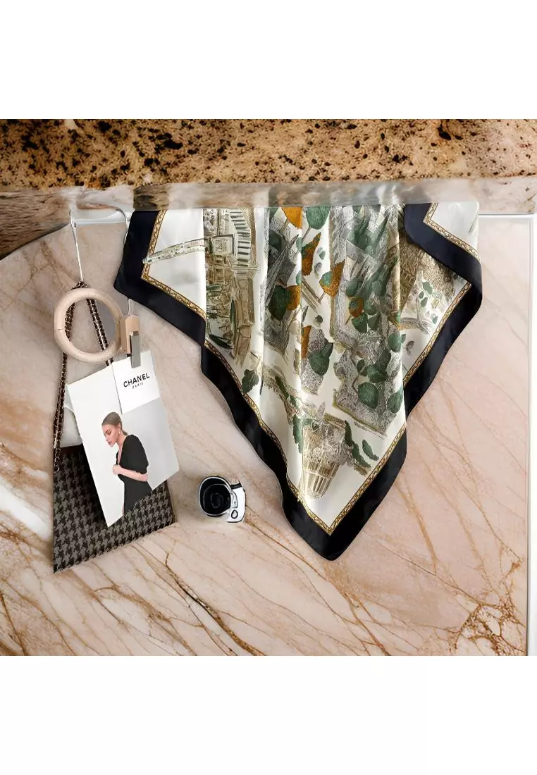 Luxury Silk Ladies' Large Scarf, Sun-Proof Crepe Satin, Premium Souvenir.