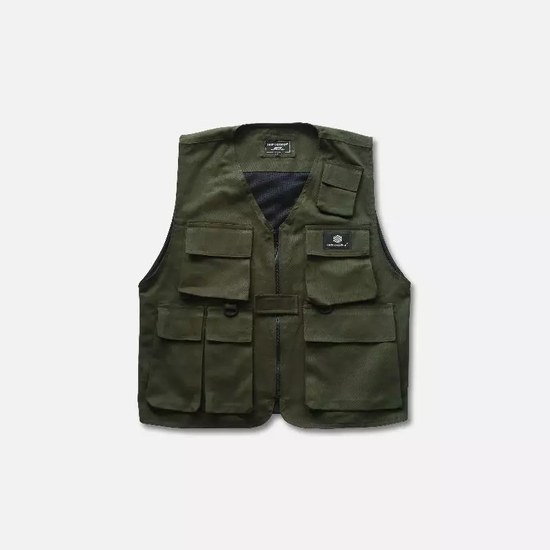 Jual ootdsupply OOTDSUPPLY Utility Vest Army Olive Black Cream l Rompi
