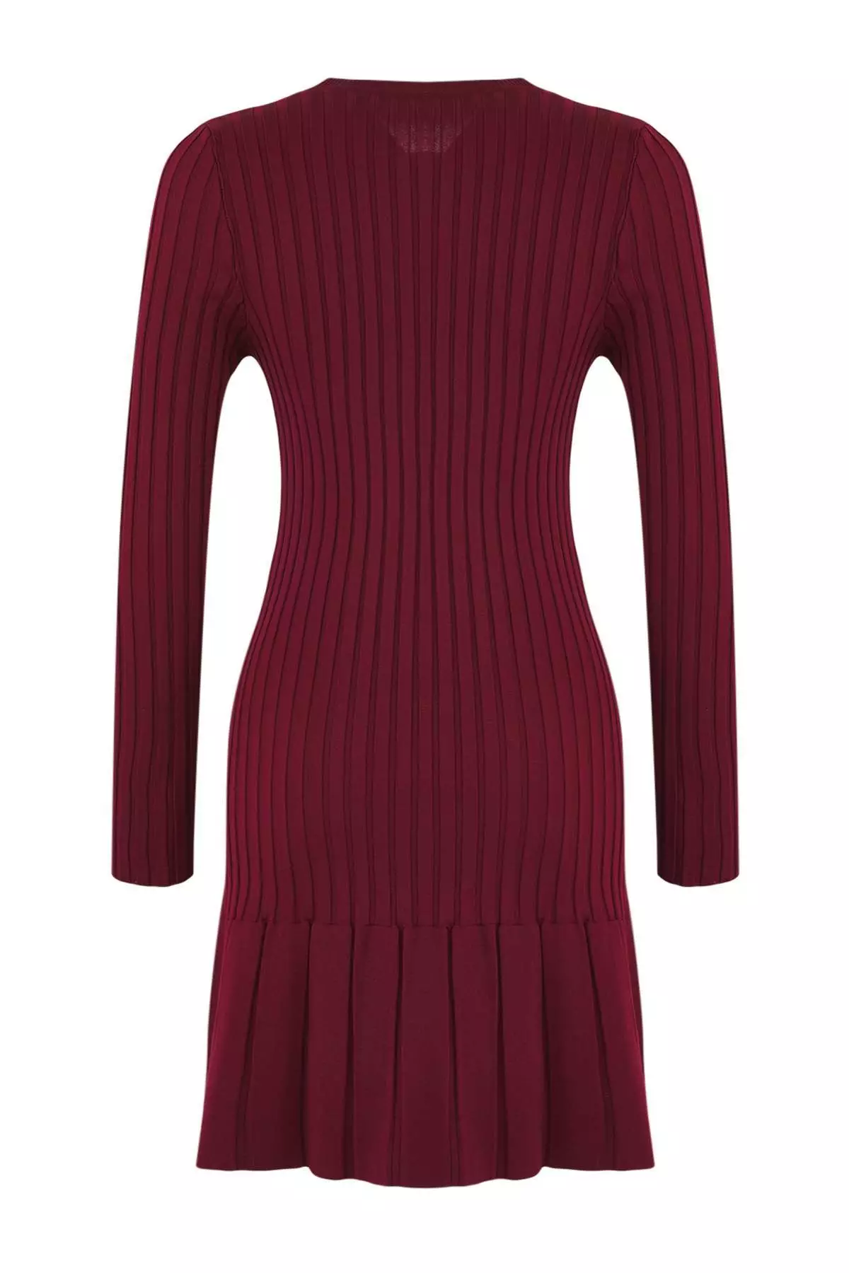 Burgundy Mini Pleated Knit Dress