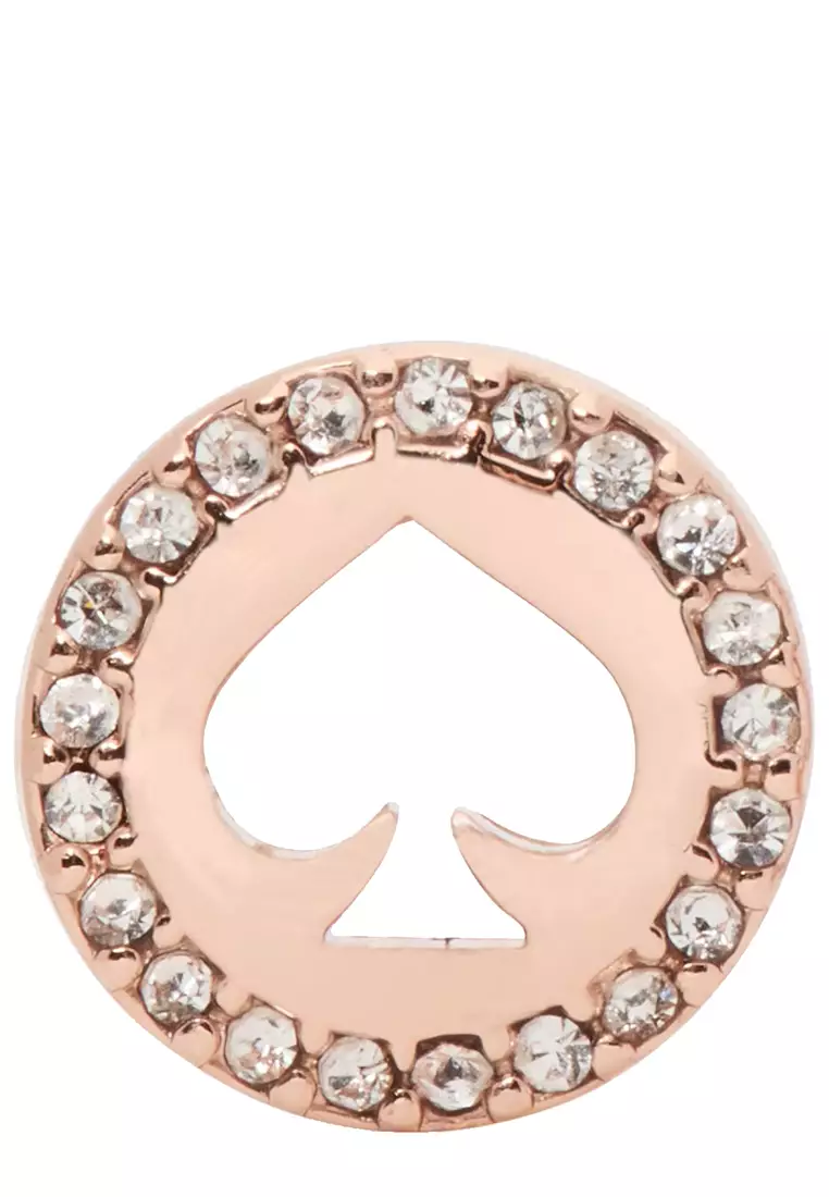 Spot The Spade Pave Halo Spade Studs Earrings in Clear/ Rose Gold o0ru2605