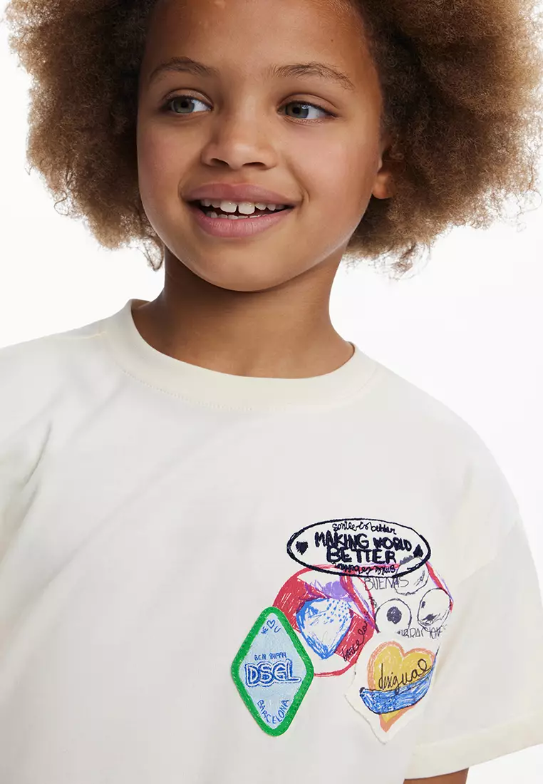 T-shirt with embroidered patches