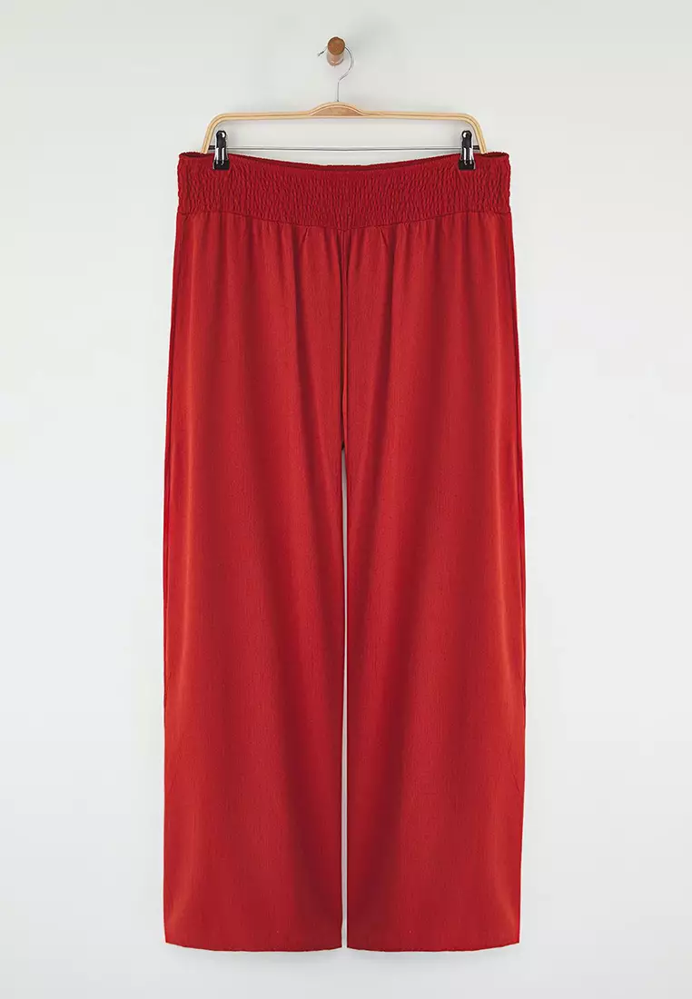 Tile Wide Leg High Waist Beach Wear Plus Size Trousers TBBSS25AR00000