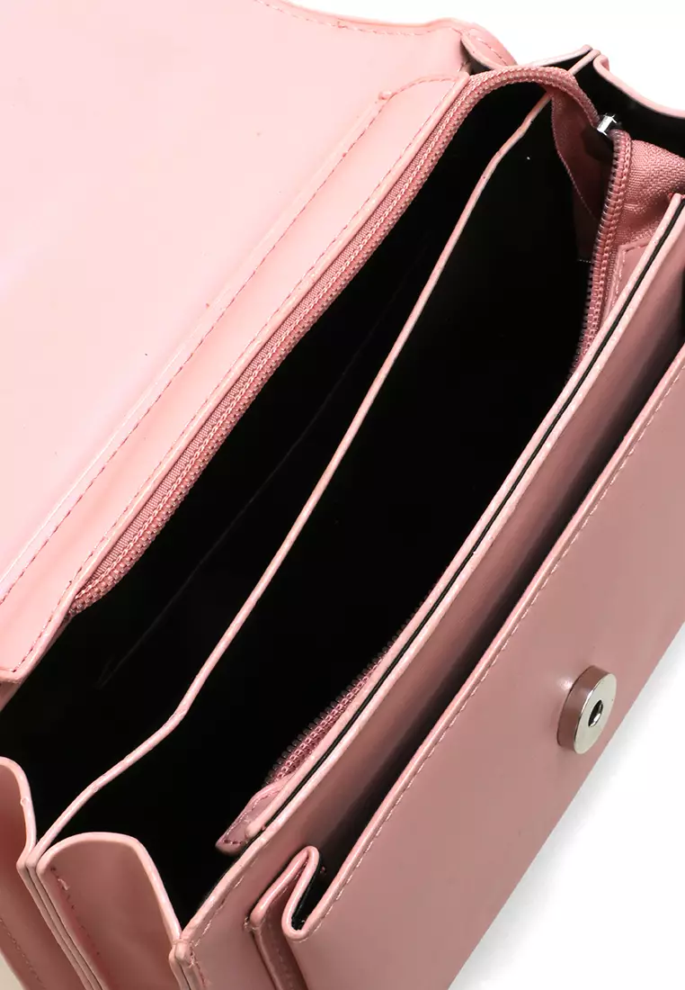 Tas Wanita Motif Grafik Slingbags With Metallic Logo Premium Quality - Pink