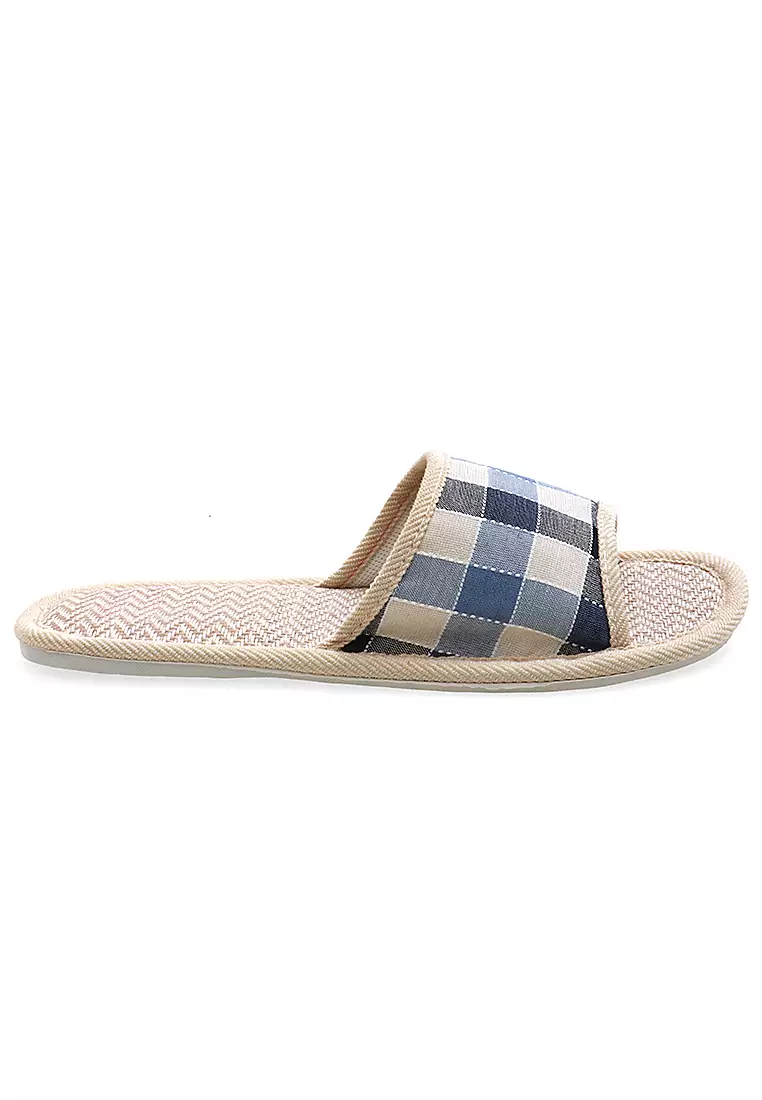Mians Slippers Sandal Selop Unisex Indoor Colorful Design Material Linen ORIGINAL - Blue