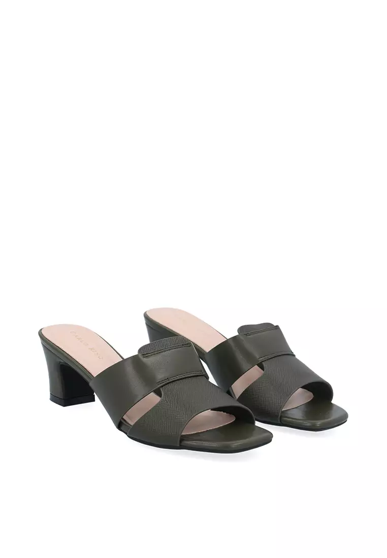 Dark Green Everyday Step Heeled Sandals