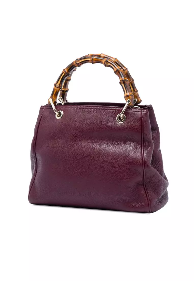 Pre-Loved Gucci Small Calfskin Bamboo Shopper Satchel