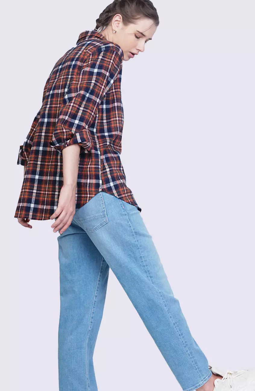 Kemeja Wanita Selly Orange Navy