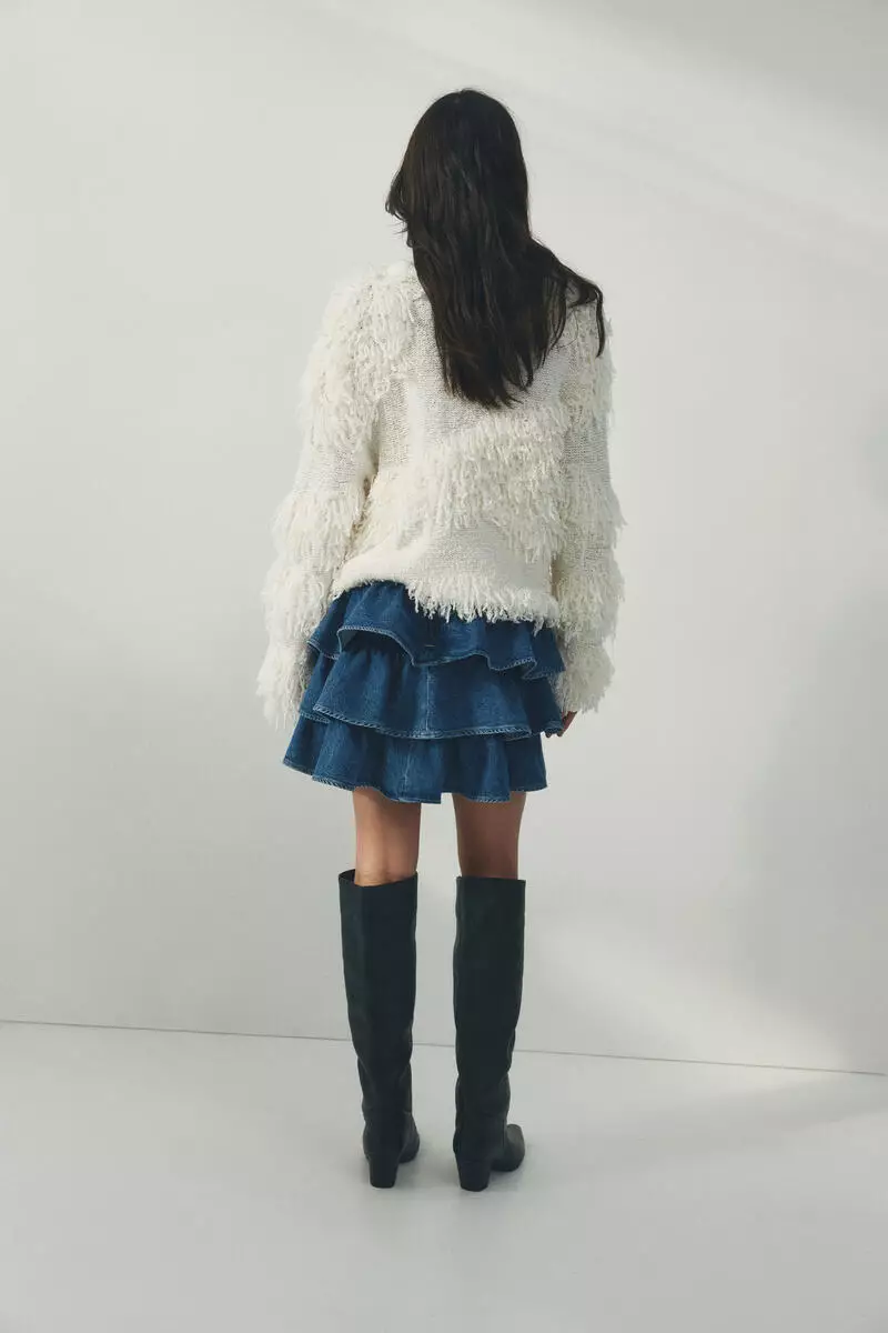 Tiered denim skirt