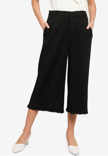 ck Calvin Klein black Broomstick Pleated Polyester Pants A4D08AA2AA576EGS_1