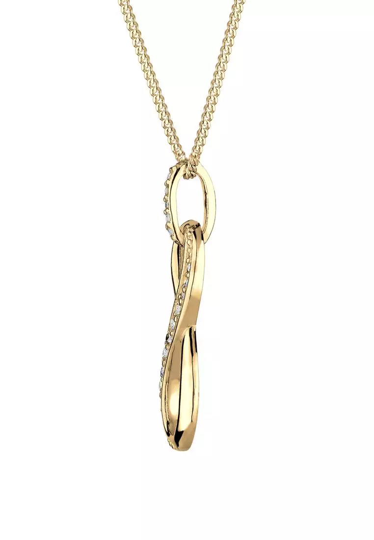 Kalung Perhiasan Perak 925 Wanita Infinity Pendant Symbol Zirconia Gold Plated